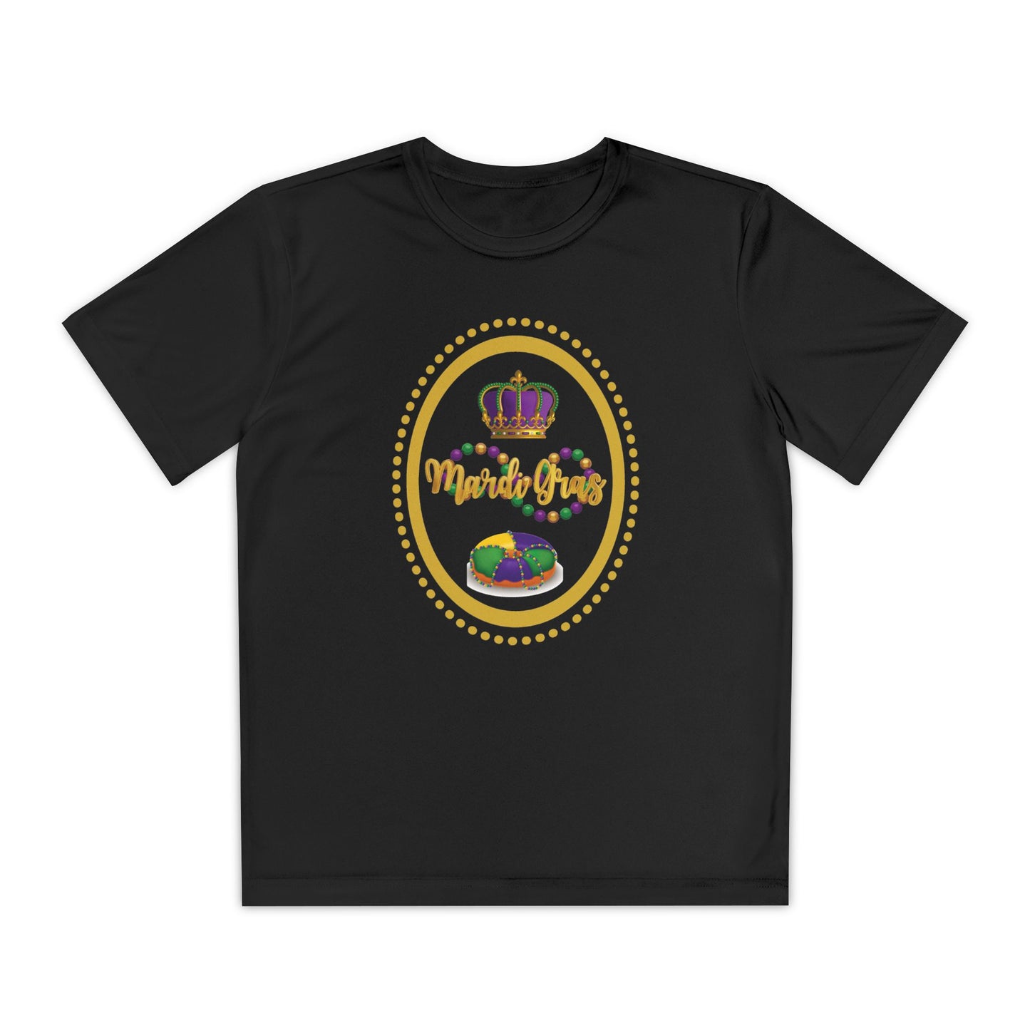 "Mardi Gras King Cake" Youth Tee — Vibrant Parade & Party Shirt!