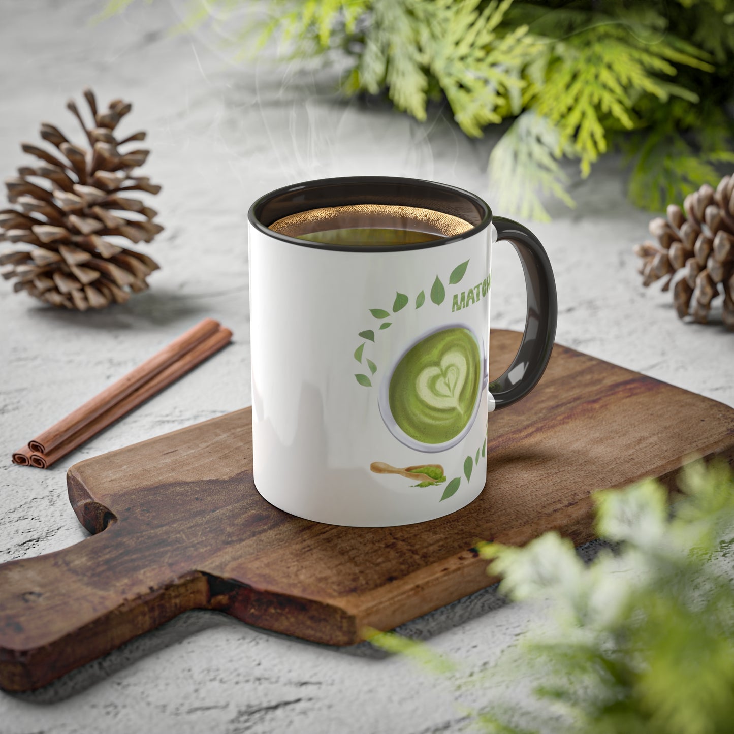 "Matcha Lover" Colorful Accent Mugs, 11 oz