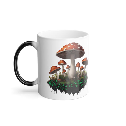 "Magic Forest", Color Morphing 11 oz, Ceramic Mug.  The Perfect Gift for Mushroom Lovers!