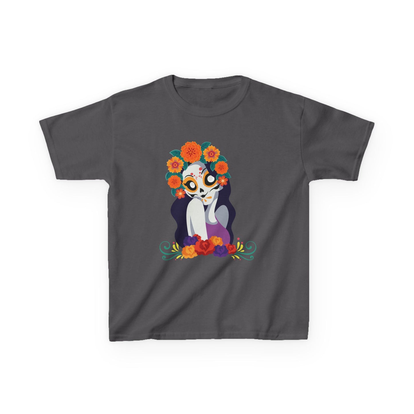 "Katrina Floral Sugar Skull" Floral Cartoon Kids Tee