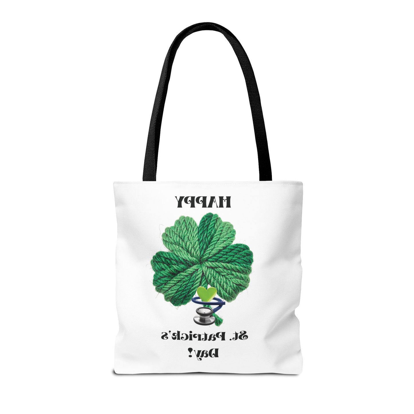 St. Patrick's Day Shamrock Tote Bag – 'Happy St. Patrick's Day!' All-Over Print