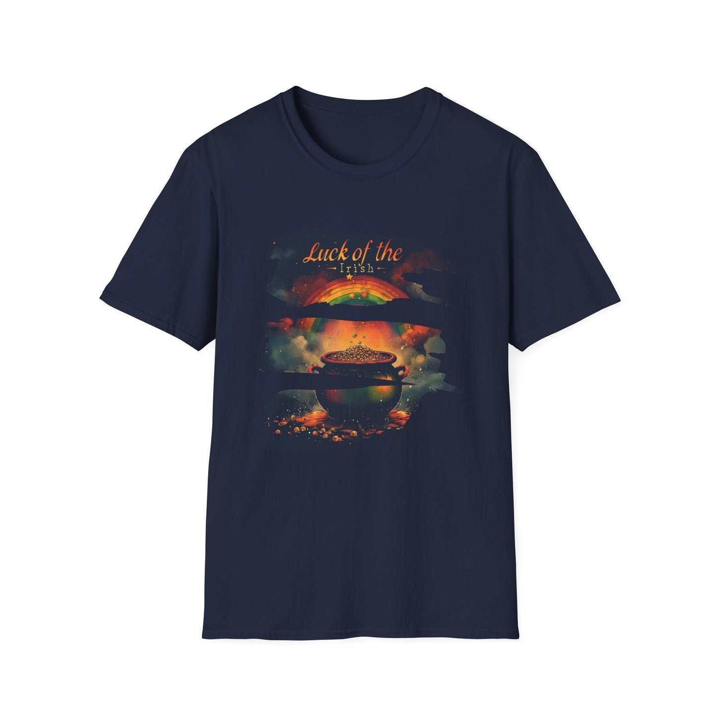"Luck of the Irish"  Unisex Lightweight Cotton T-Shirt — Featuring An "Avant Garde" Rendition Of The Pot Of Gold At The End Of The Rainbow!