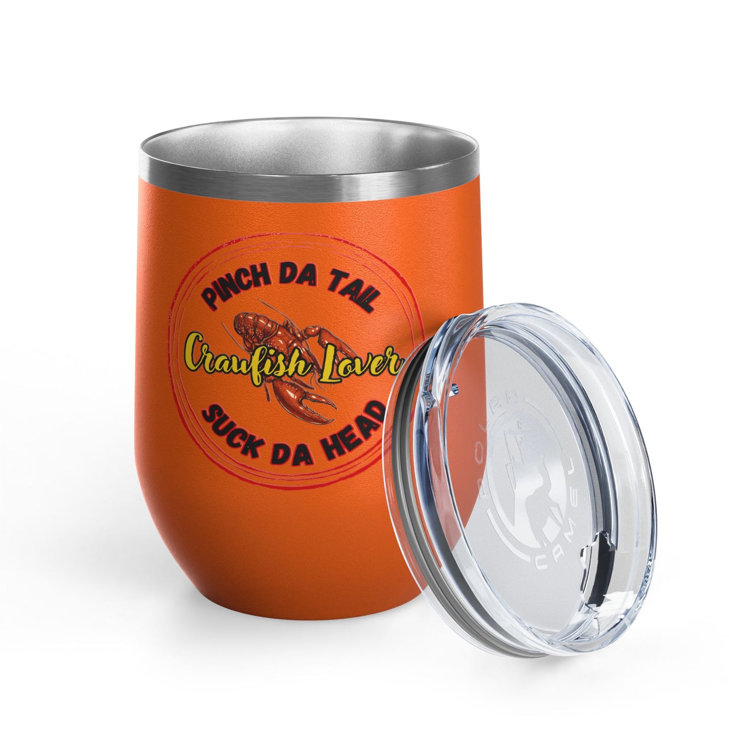 "Crawfish Lover" Wine Tumbler – “Pinch Da Tail, Suck Da Head” 12oz Insulated Tumbler-Perfect For Seafood Boil Refreshments!