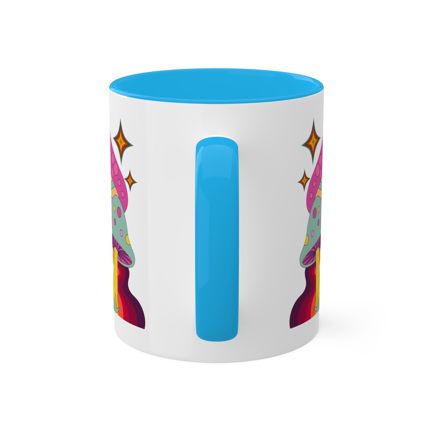 "Groovy Mushrooms" 11 oz White Mug with Colorful Accents