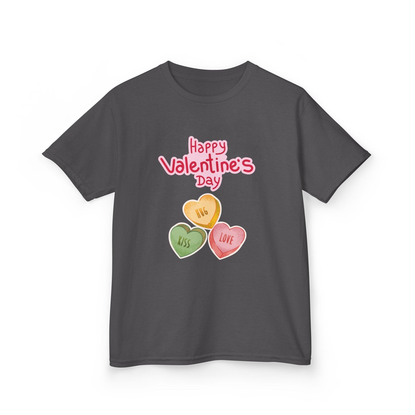 Valentine's Day Kids Tee — Candy Heart "Happy Valentine's Day" Design