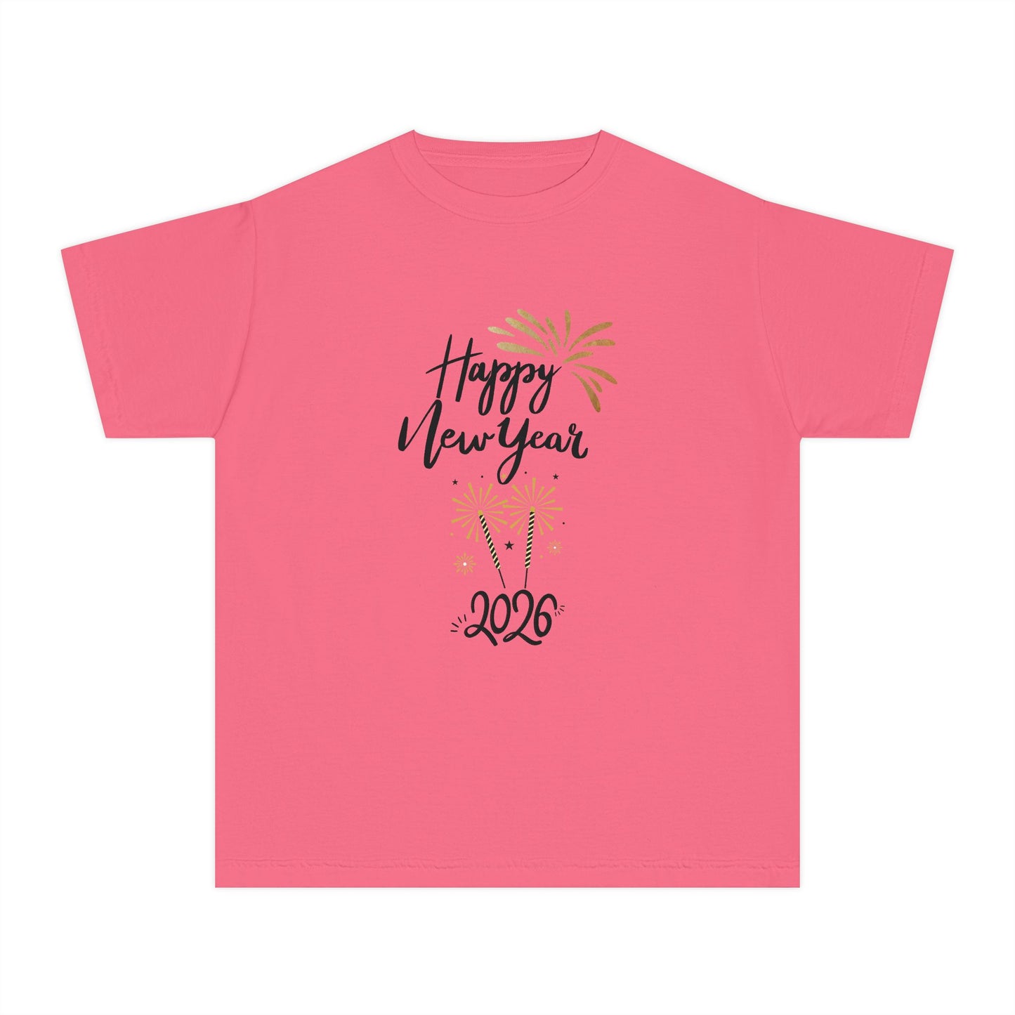 Happy New Year 2026 Youth Tee — Kids' Fireworks Celebration T-Shirt They Will Love To Wear On That Special Day!