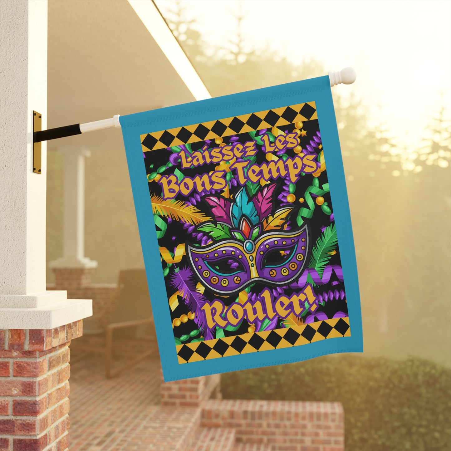 Mardi Gras Garden Flag – "Laissez Les Bons Temps Rouler" Decorative House Banner