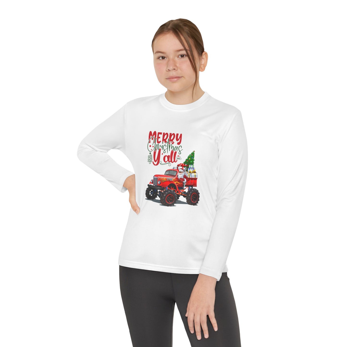 "Merry Christnas Y'all" Youth Long Sleeve Competitor Tee