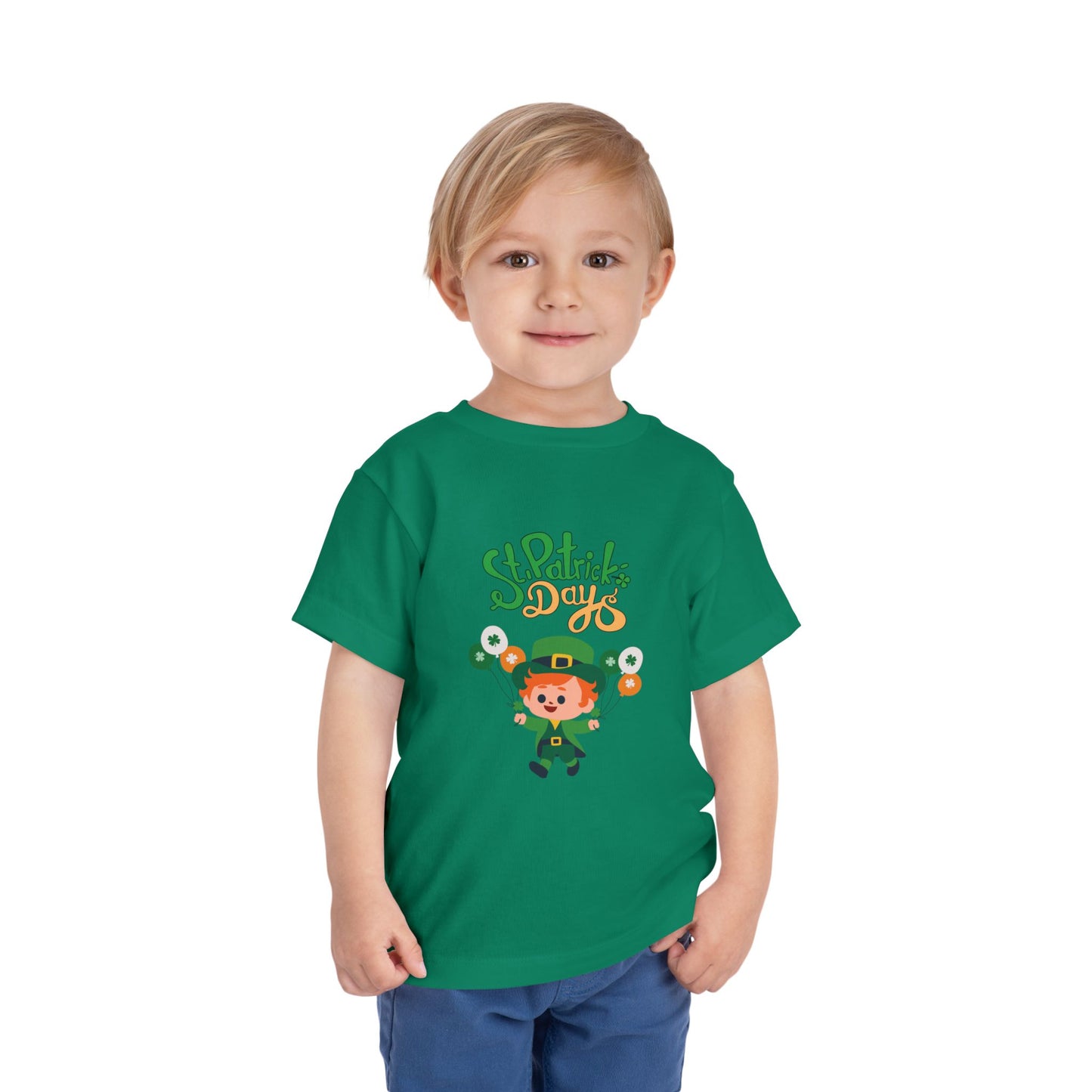 "St. Patrick's Day Leprechaun" Toddler Tee — Cute Leprechaun With Festive Balloons!