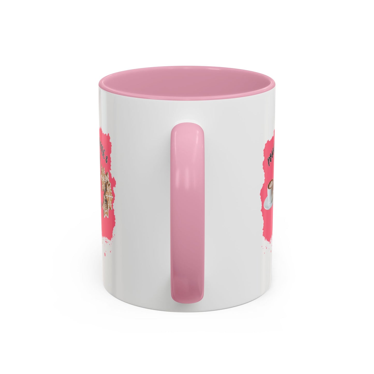 "Powered By Coffee & Holiday Spirit!",  White Ceramic 11 oz Mugs With Colorful Accents