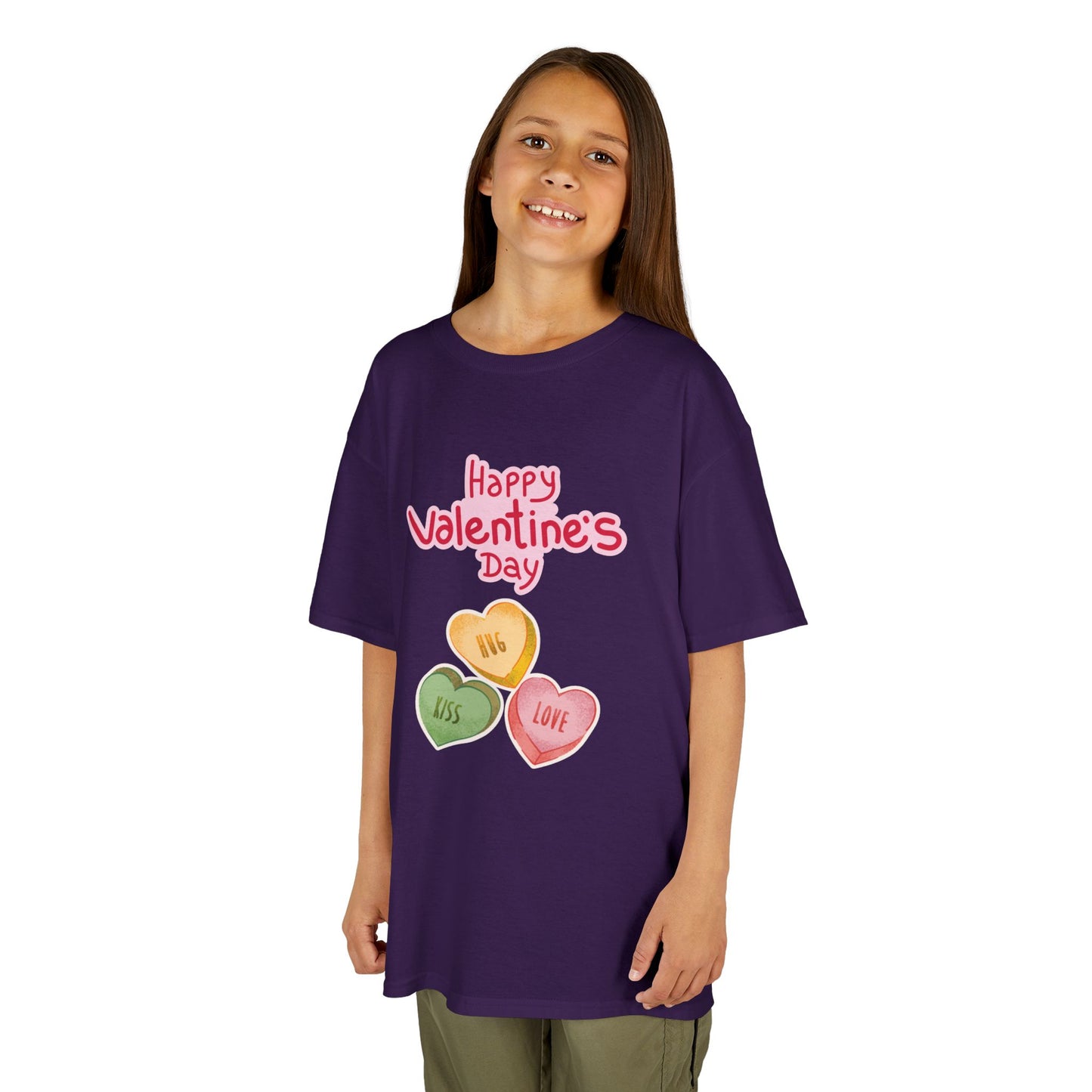 Valentine's Day Kids Tee — Candy Heart "Happy Valentine's Day" Design