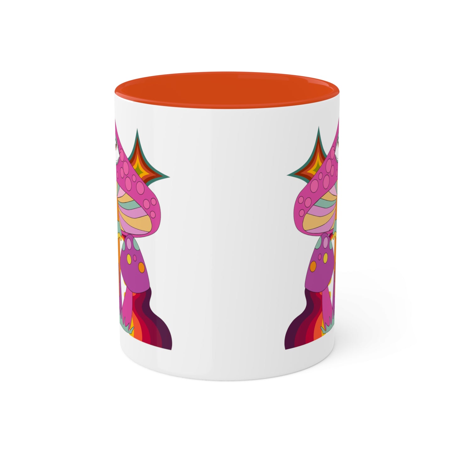 "Groovy Mushrooms" 11 oz White Mug with Colorful Accents