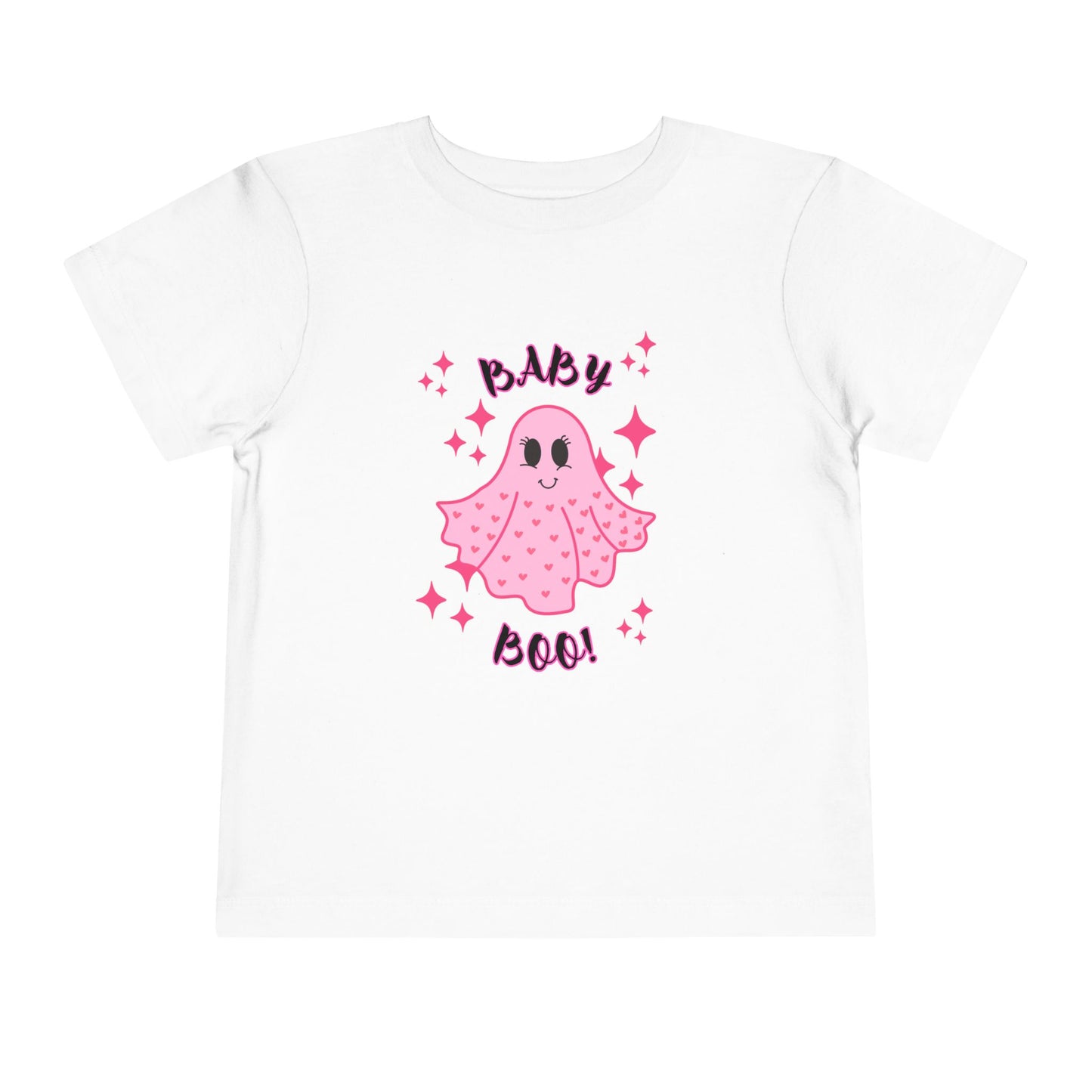 "Baby Boo-Starry Ghost"-Pink Toddler Ghost Tee - Adorable Baby Boo Shirt for Halloween!
