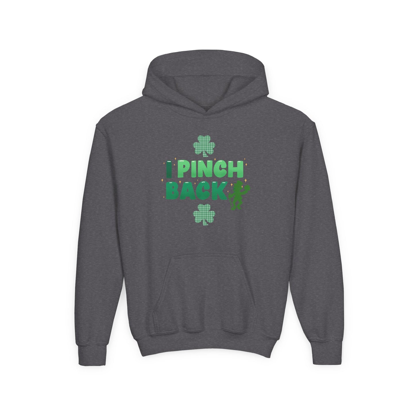 Youth St. Patrick's Day Hoodie — "I Pinch Back" Shamrock (Approach With Caution-LOL)