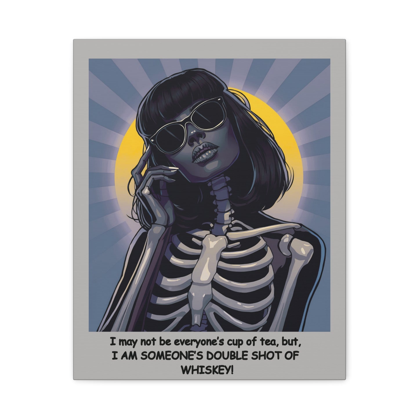 Stylish Skeleton Art Canvas, Wall Decor, Unique Gift for Halloween, Hipster Home Decor, Edgy Artwork