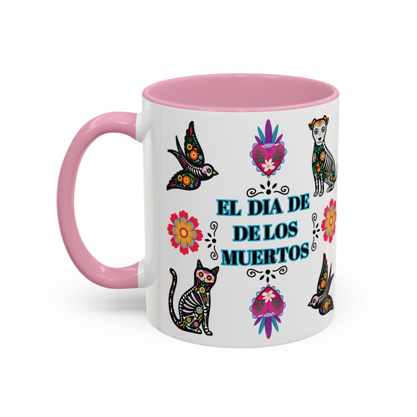 "El Dia De Los Muertos" Colorful White Ceramic Mugs with Colorful Accents Mugs, 11oz and 15oz