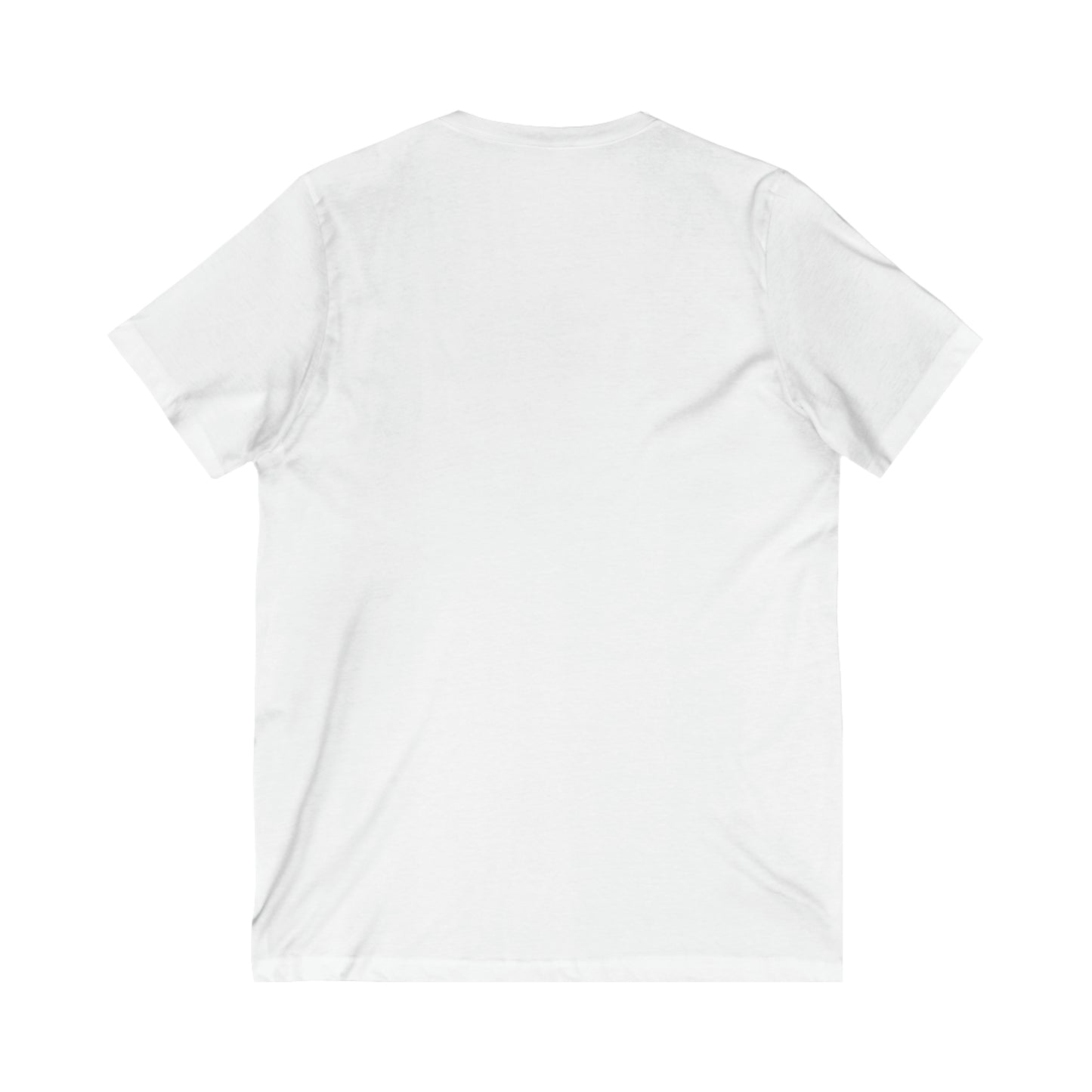 "He Has Risen" Unisex V-Neck Tee, Black Text