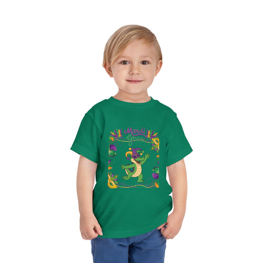 Toddler Tee — "Mardi Gras" Alligator Kids/Toddler Tee Short Sleeve Shirt
