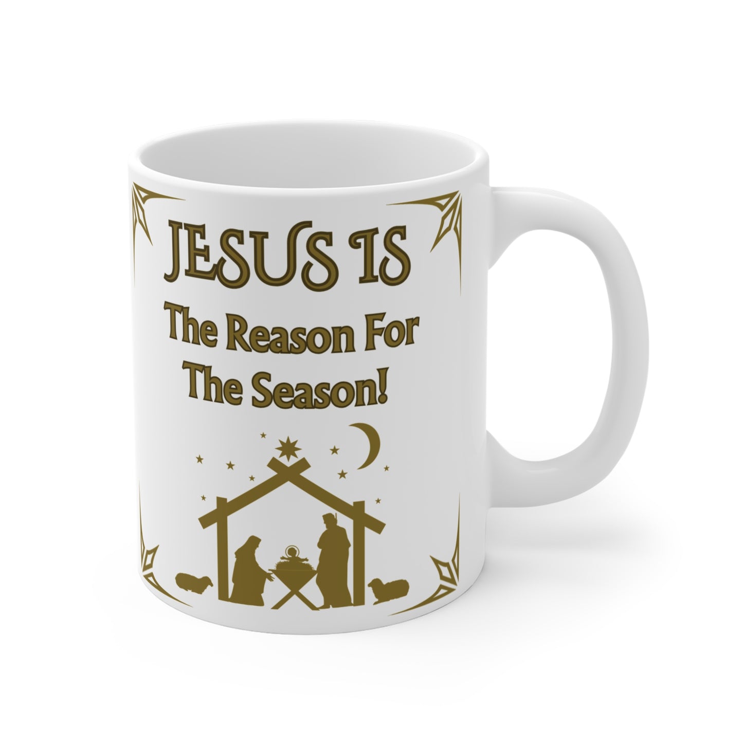 Christian Christmas, White Ceramic 11oz Mug - "Jesus is the Reason for the Season!"  A Great Gift For The Holiday Season.