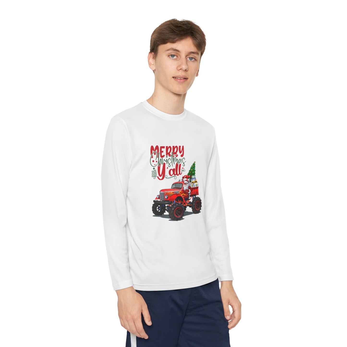 "Merry Christnas Y'all" Youth Long Sleeve Competitor Tee