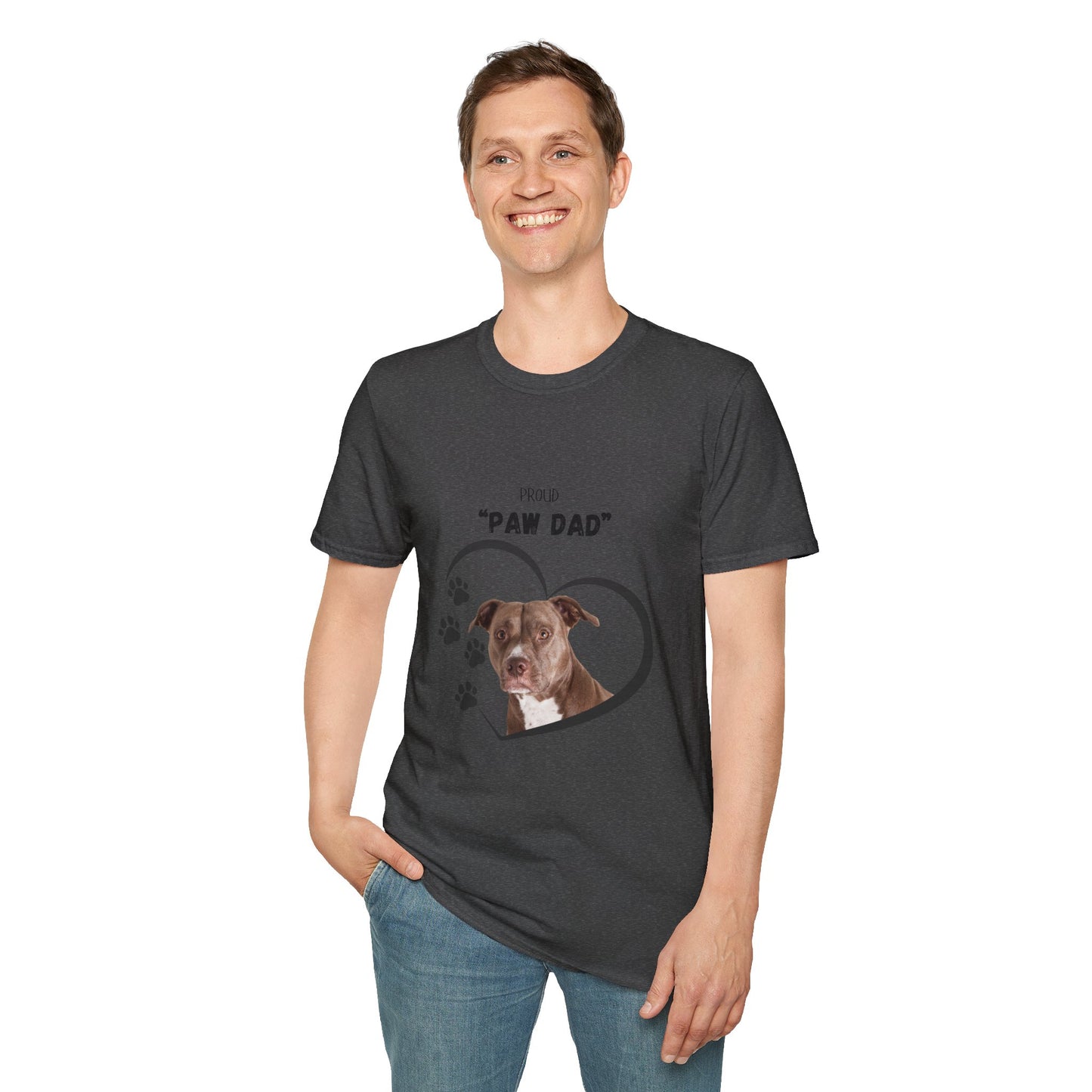 "PAW DAD" Pit Bull Personalized Heavy Cotton T-shirt