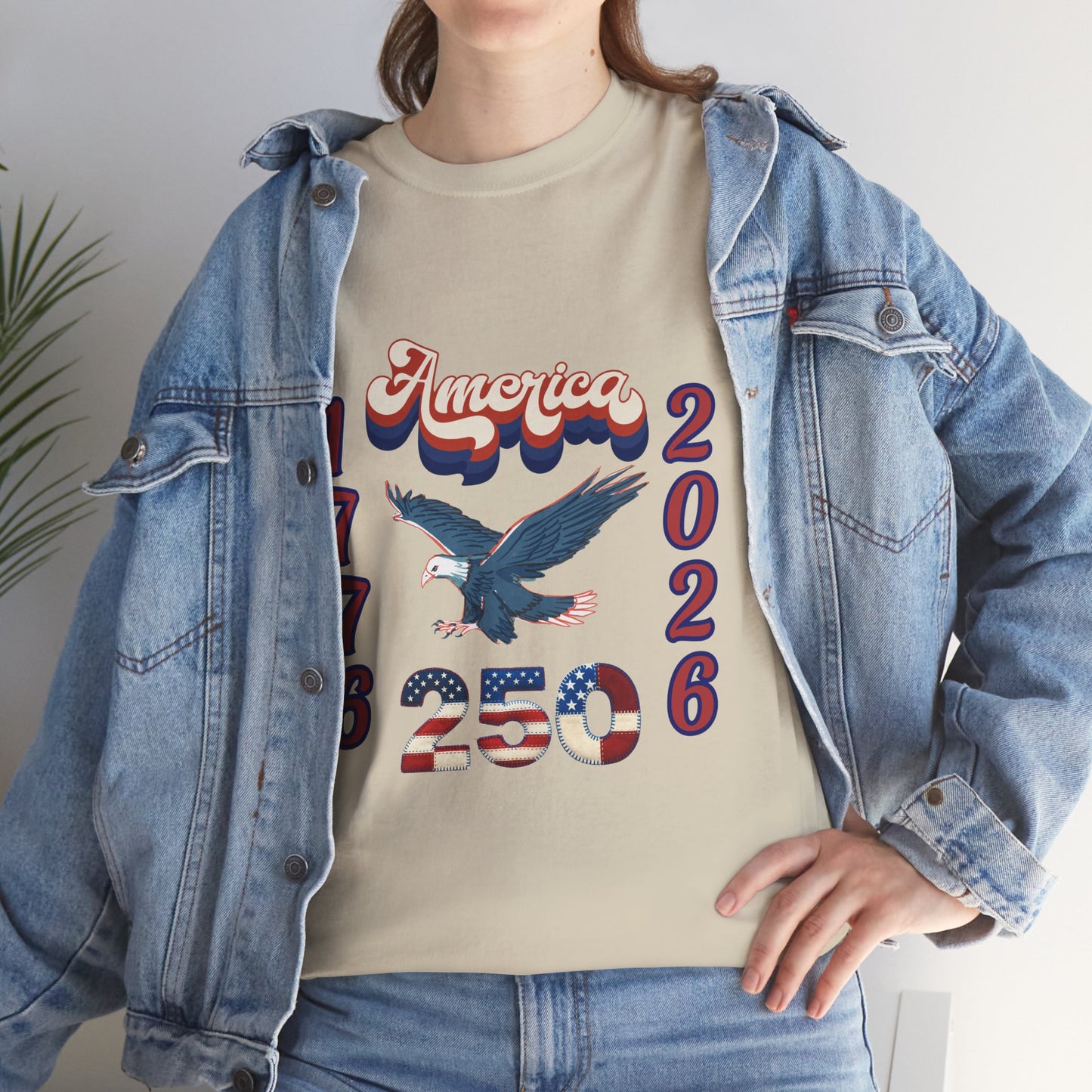 "America 1776-2026" Patriotic Eagle, Unisex Heavy Cotton T-Shirt — Our 250 YR. Celebration Tee!