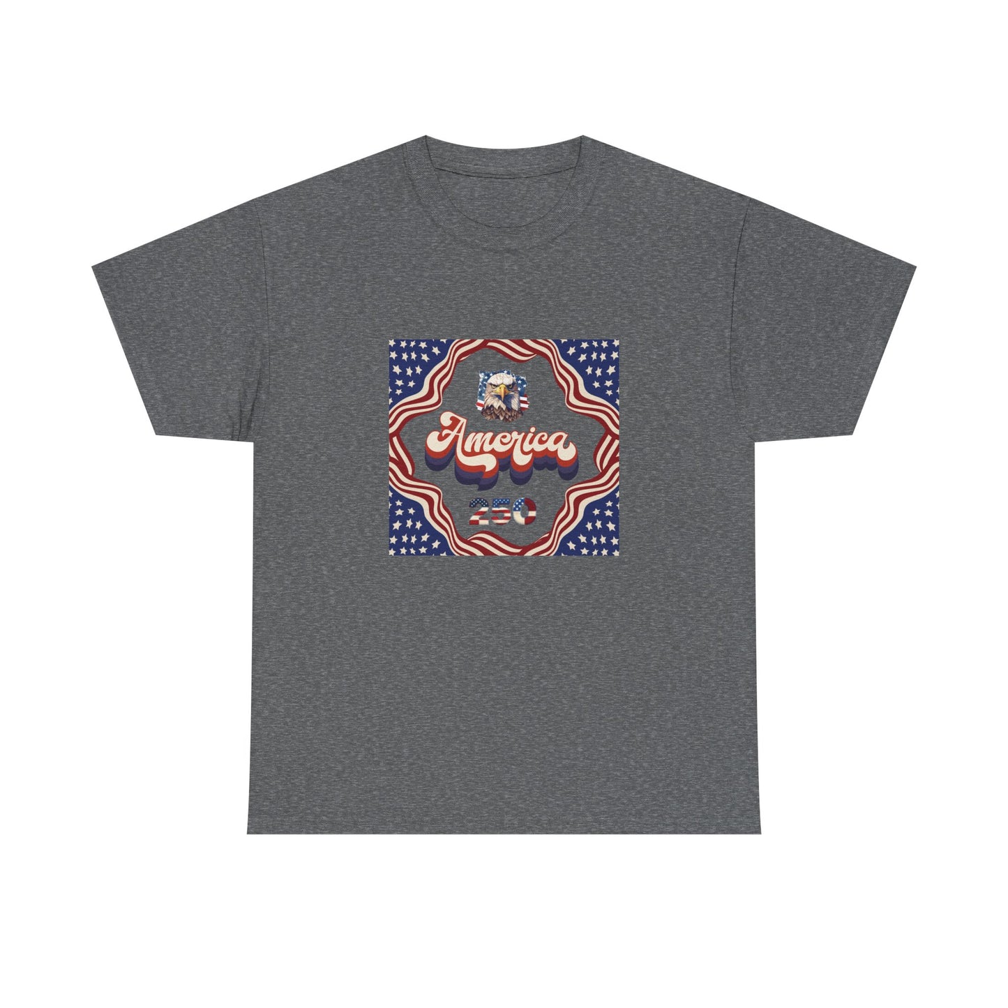 Unisex Heavy Cotton T-Shirt — Retro "America 250" Patriotic Eagle Graphic: 4th of July Celebration Tee