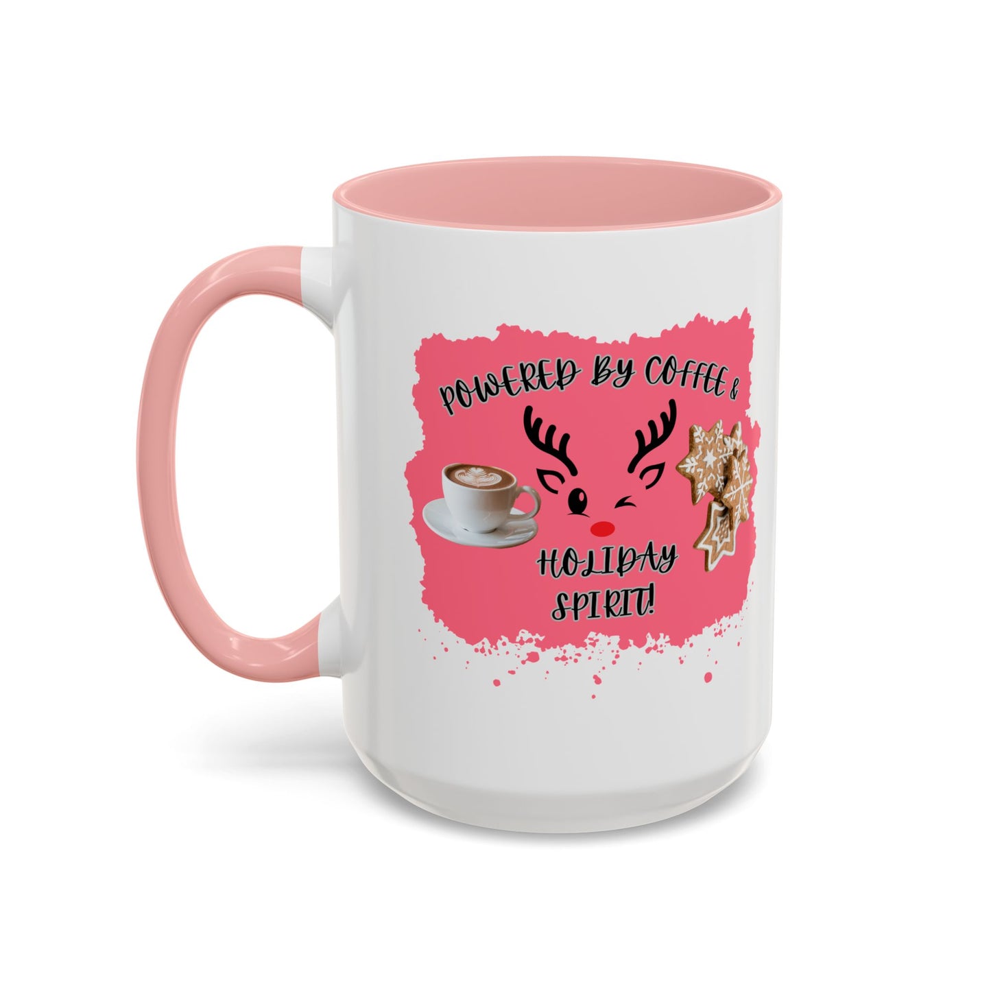 "Powered By Coffee & Christmas Spirit!" Accent Coffee Mug (11oz & 15oz)