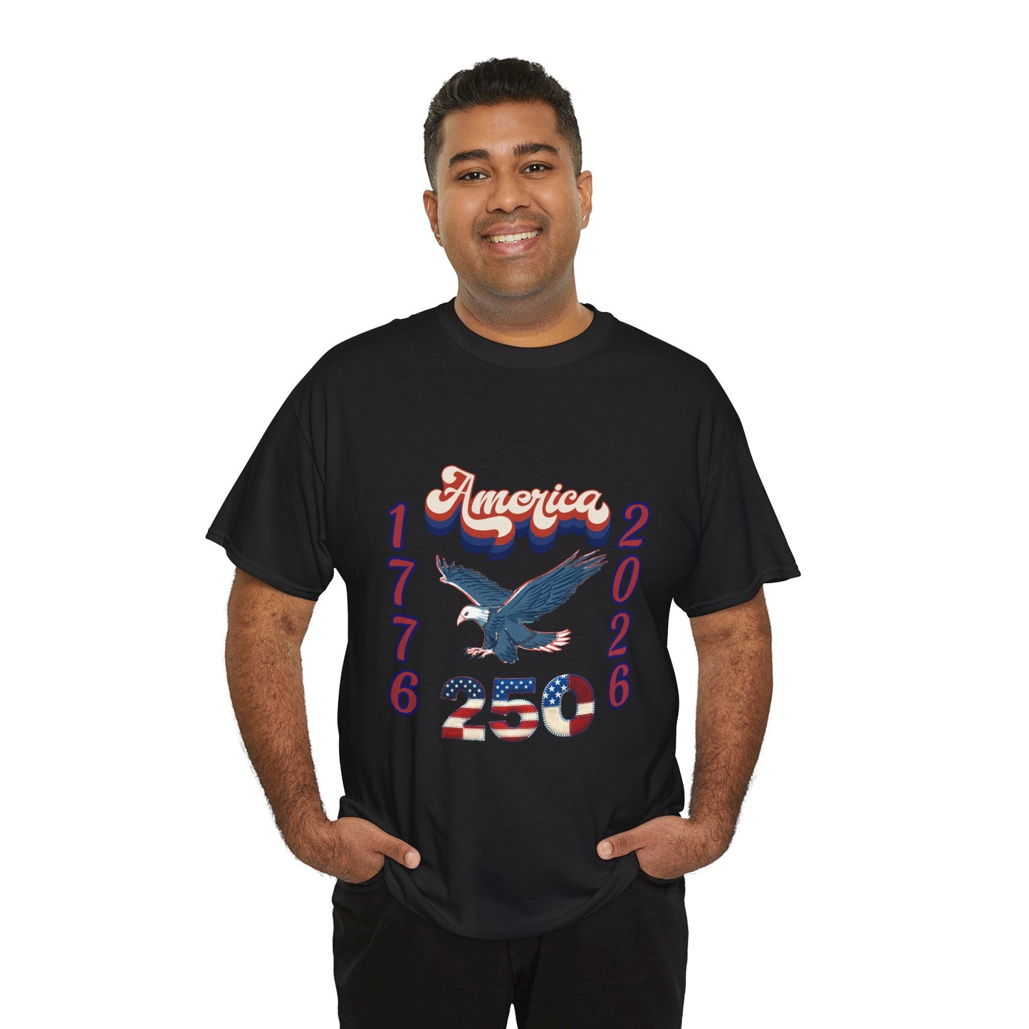 "America 1776-2026" Patriotic Eagle, Unisex Heavy Cotton T-Shirt — Our 250 YR. Celebration Tee!