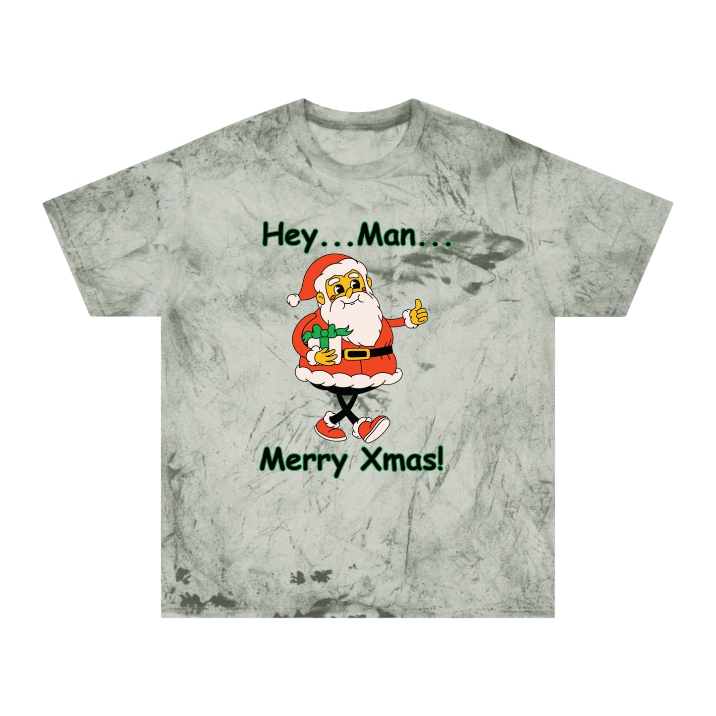 Hey...Man... Merry Xmas! Tie-Dye  Style Unisex Christmas Santa Tee - A Great Gift For Those Who Love A Reto Vibe!