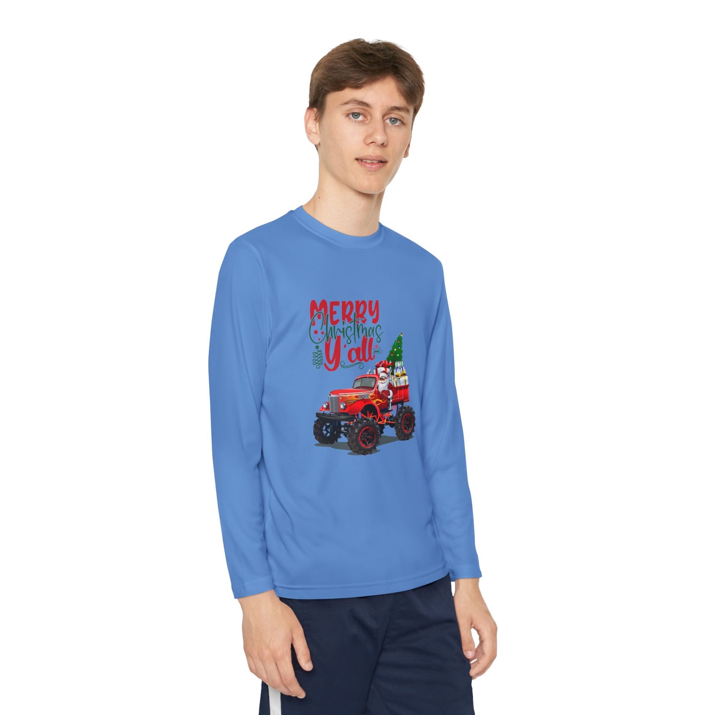 "Merry Christnas Y'all" Youth Long Sleeve Competitor Tee