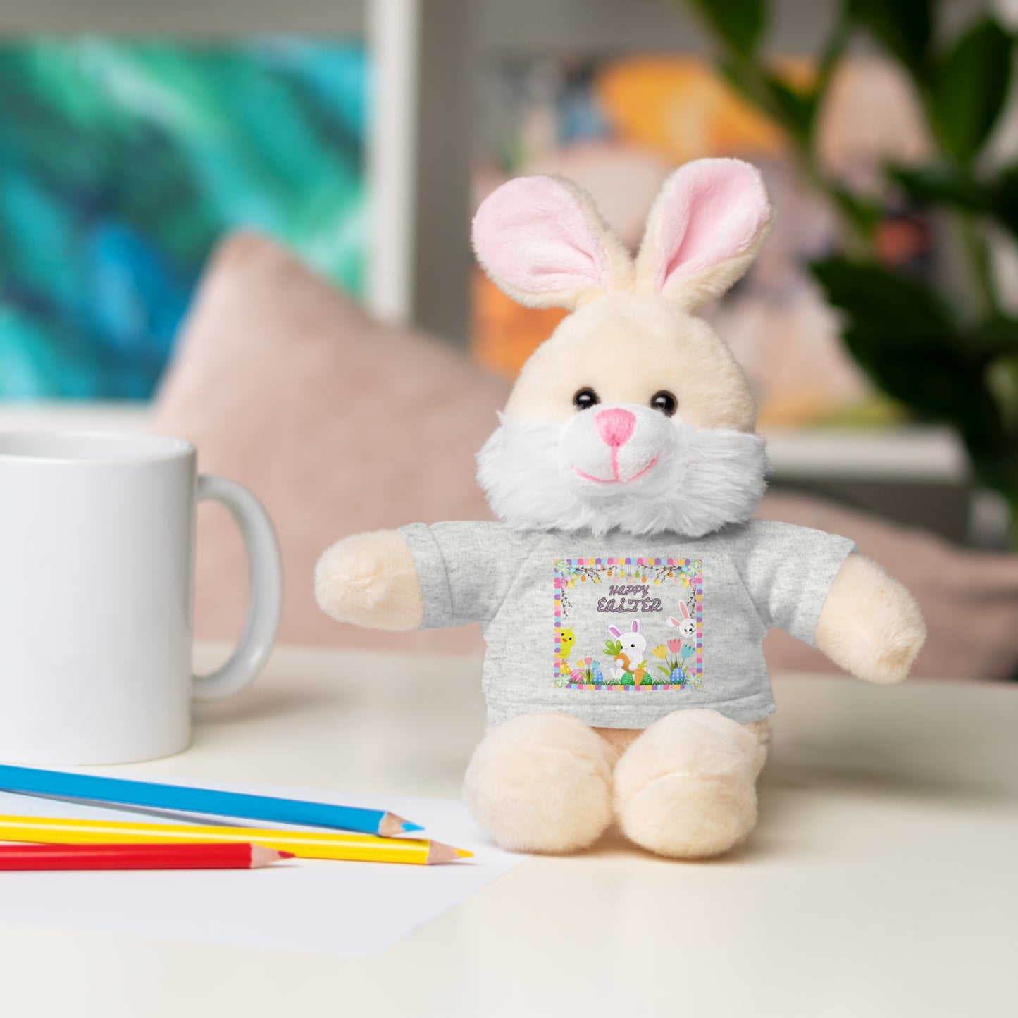 " Happy Easter" Stuffed Animals with Tee, Bunny and Lamb