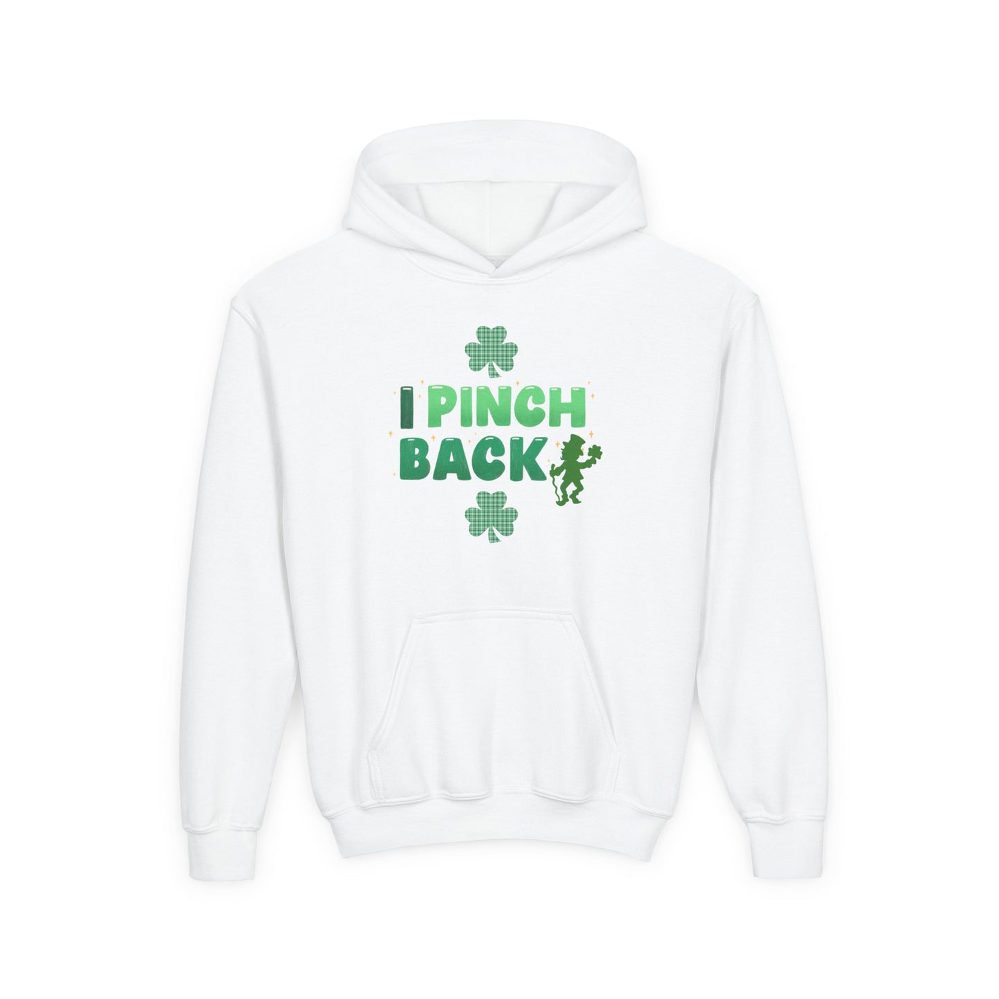 Youth St. Patrick's Day Hoodie — "I Pinch Back" Shamrock (Approach With Caution-LOL)