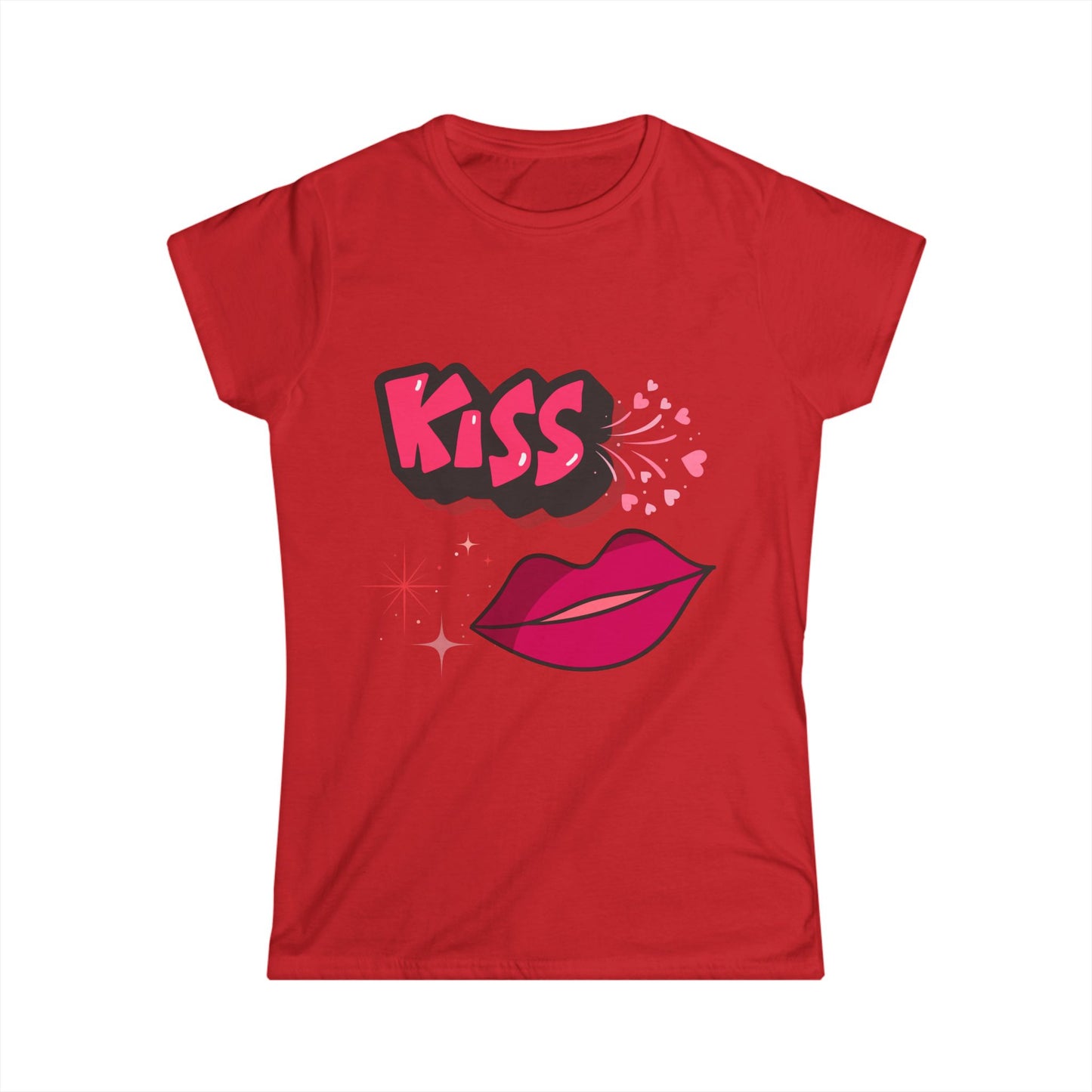 "KISS" Pop Art Women's Tee — Colorful Lips Graphic.  A Fun Vibrant Tee for Valentines Day