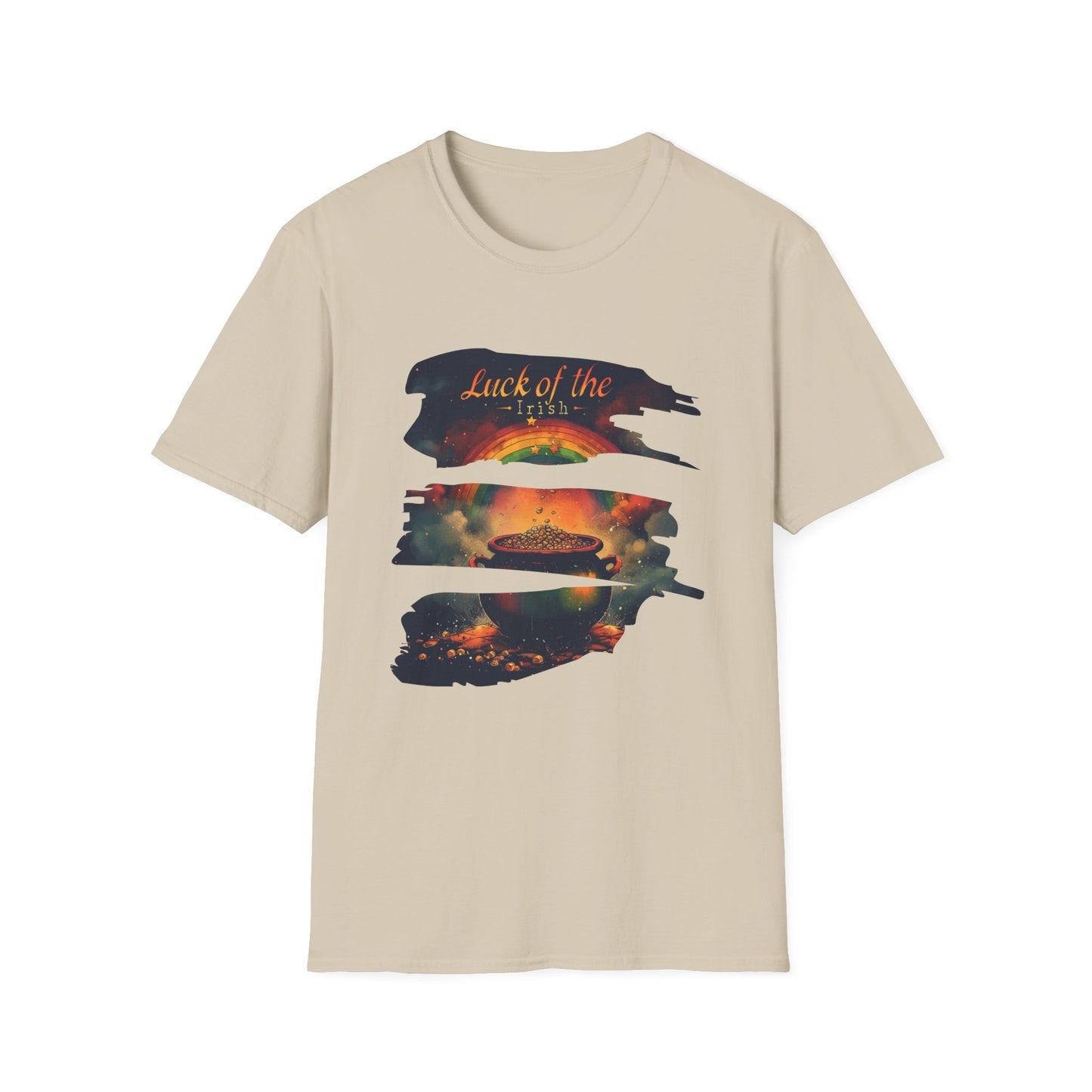"Luck of the Irish"  Unisex Lightweight Cotton T-Shirt — Featuring An "Avant Garde" Rendition Of The Pot Of Gold At The End Of The Rainbow!