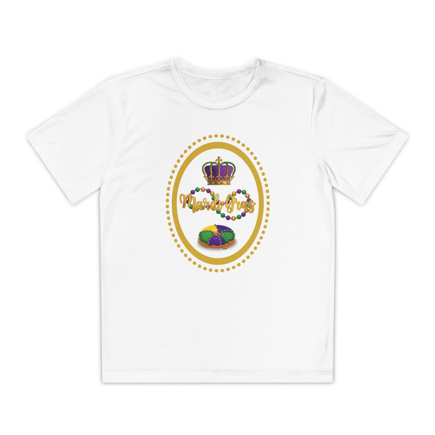 "Mardi Gras King Cake" Youth Tee — Vibrant Parade & Party Shirt!