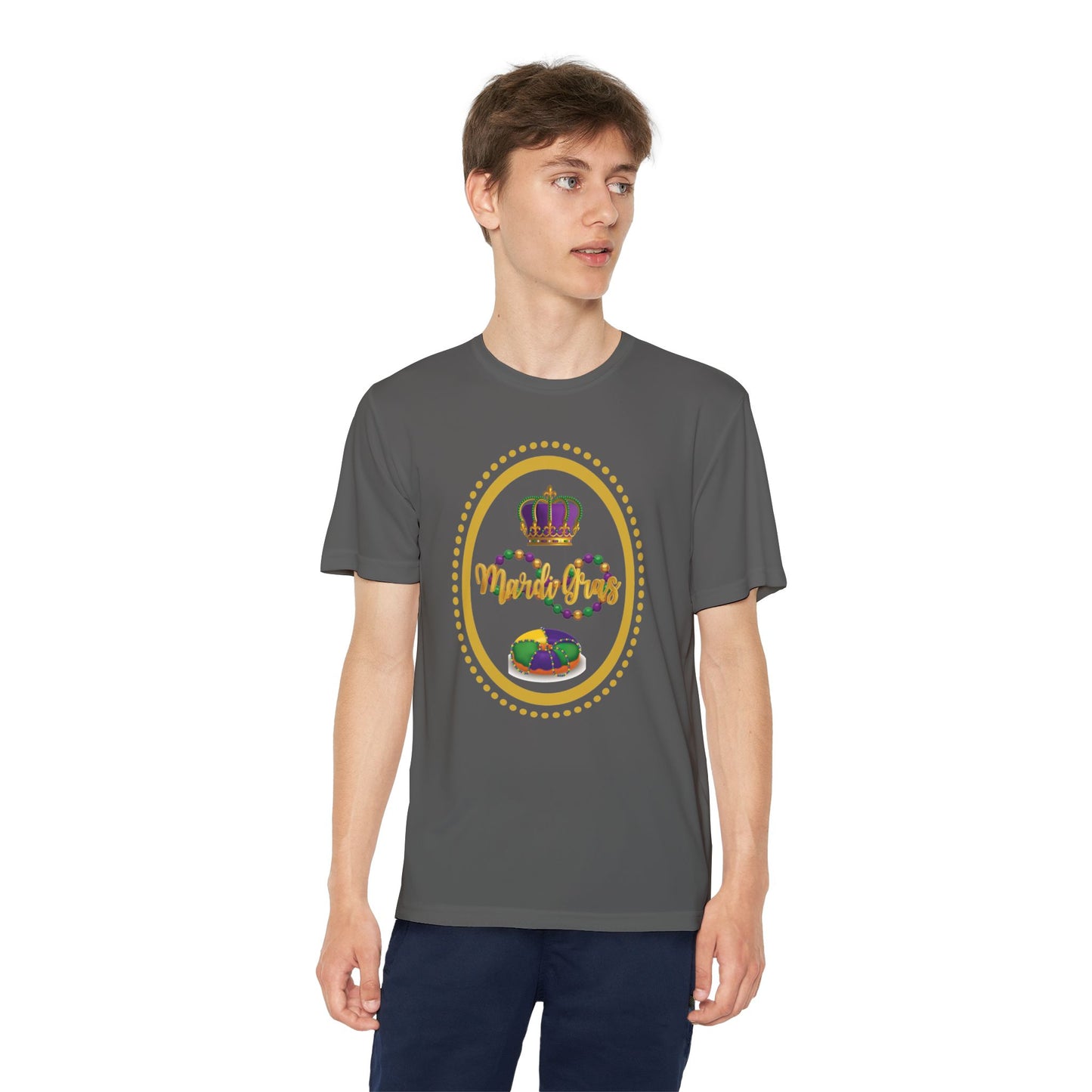 "Mardi Gras King Cake" Youth Tee — Vibrant Parade & Party Shirt!