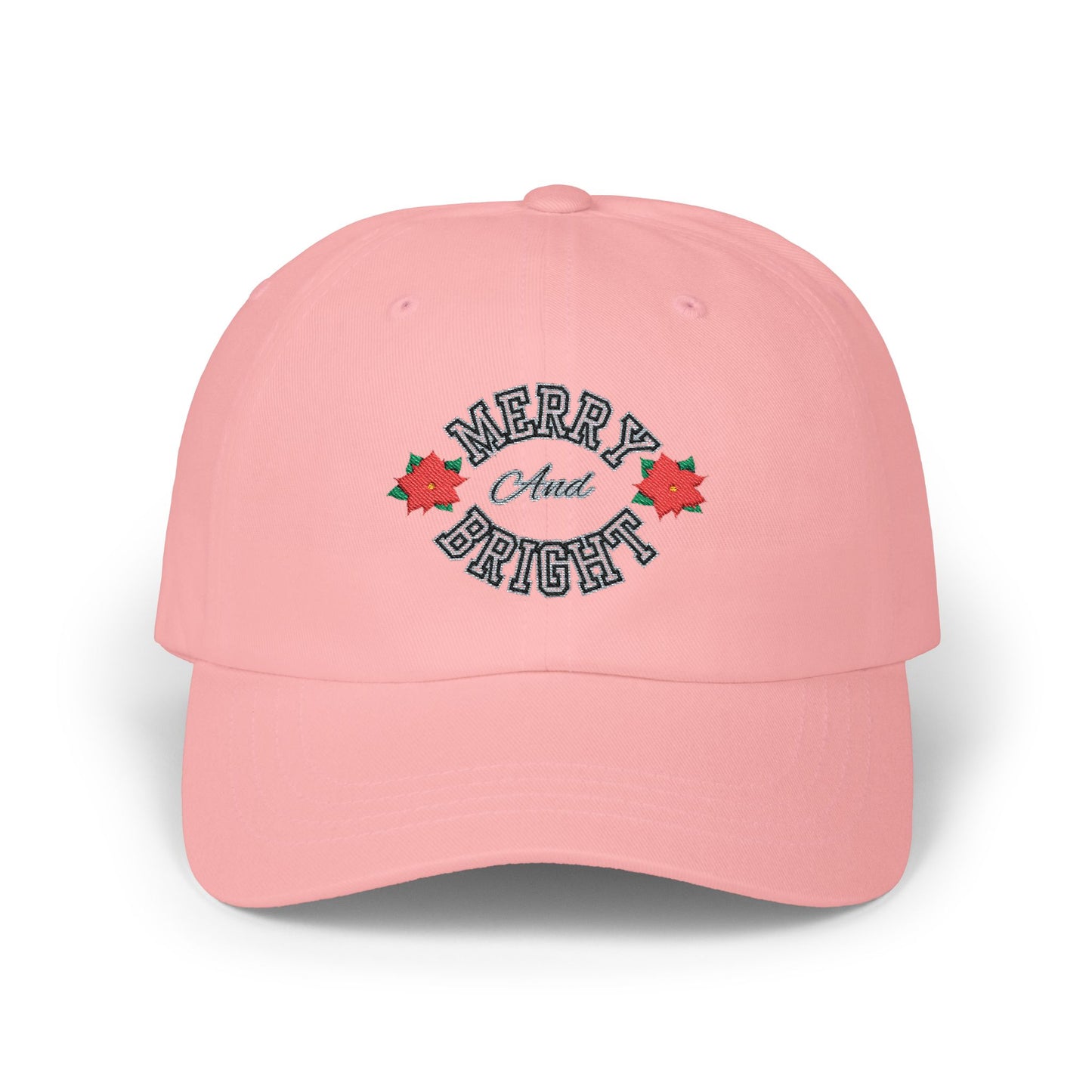 Merry & Bright Dad Cap — Embroidered Holiday Baseball Hat