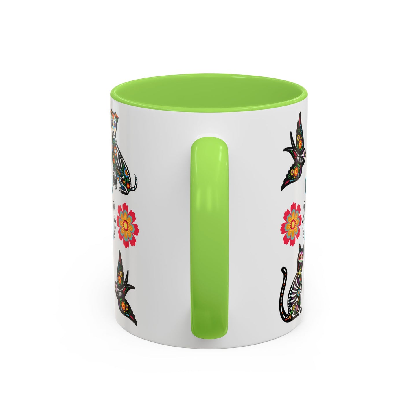 "El Dia De Los Muertos" Colorful White Ceramic Mugs with Colorful Accents Mugs, 11oz and 15oz
