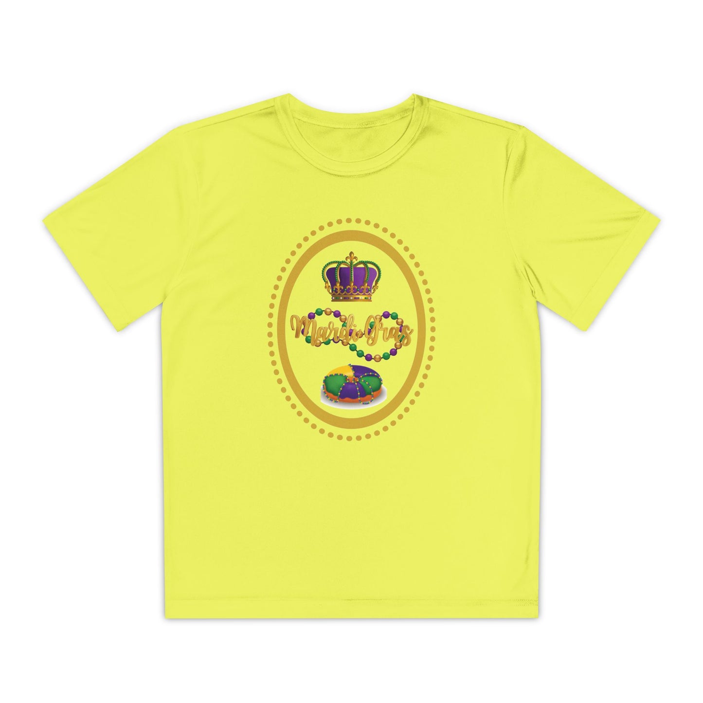 "Mardi Gras King Cake" Youth Tee — Vibrant Parade & Party Shirt!