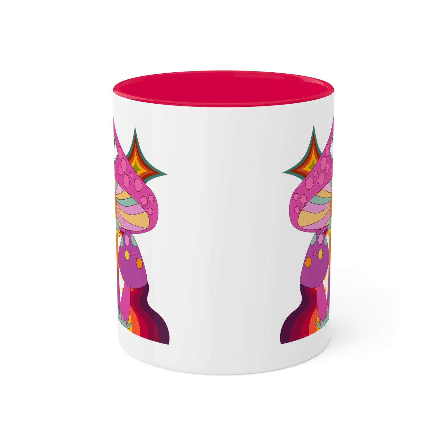 "Groovy Mushrooms" 11 oz White Mug with Colorful Accents