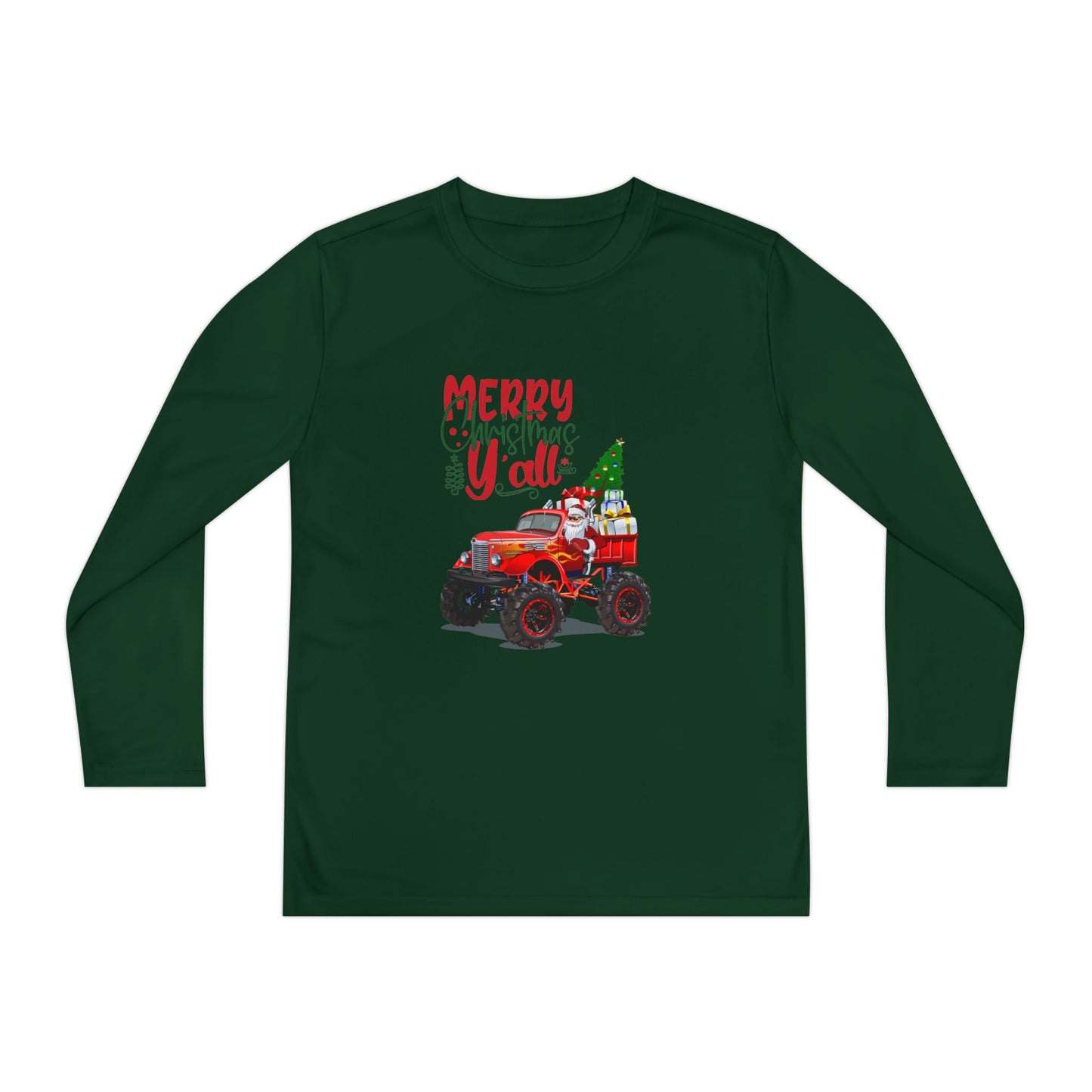 "Merry Christnas Y'all" Youth Long Sleeve Competitor Tee