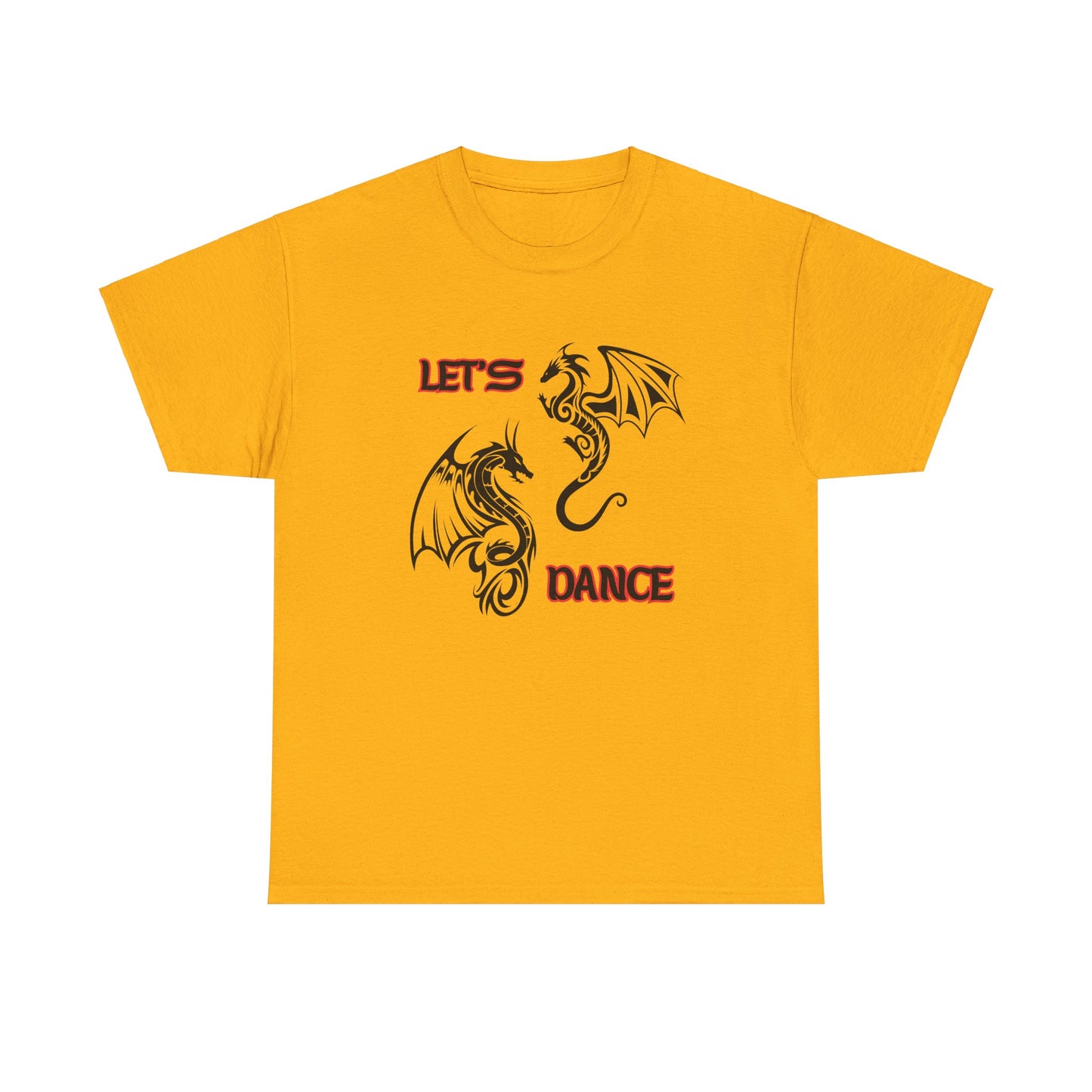 "Let's Dance" Unisex Heavy Cotton Tee, Black/Red Text