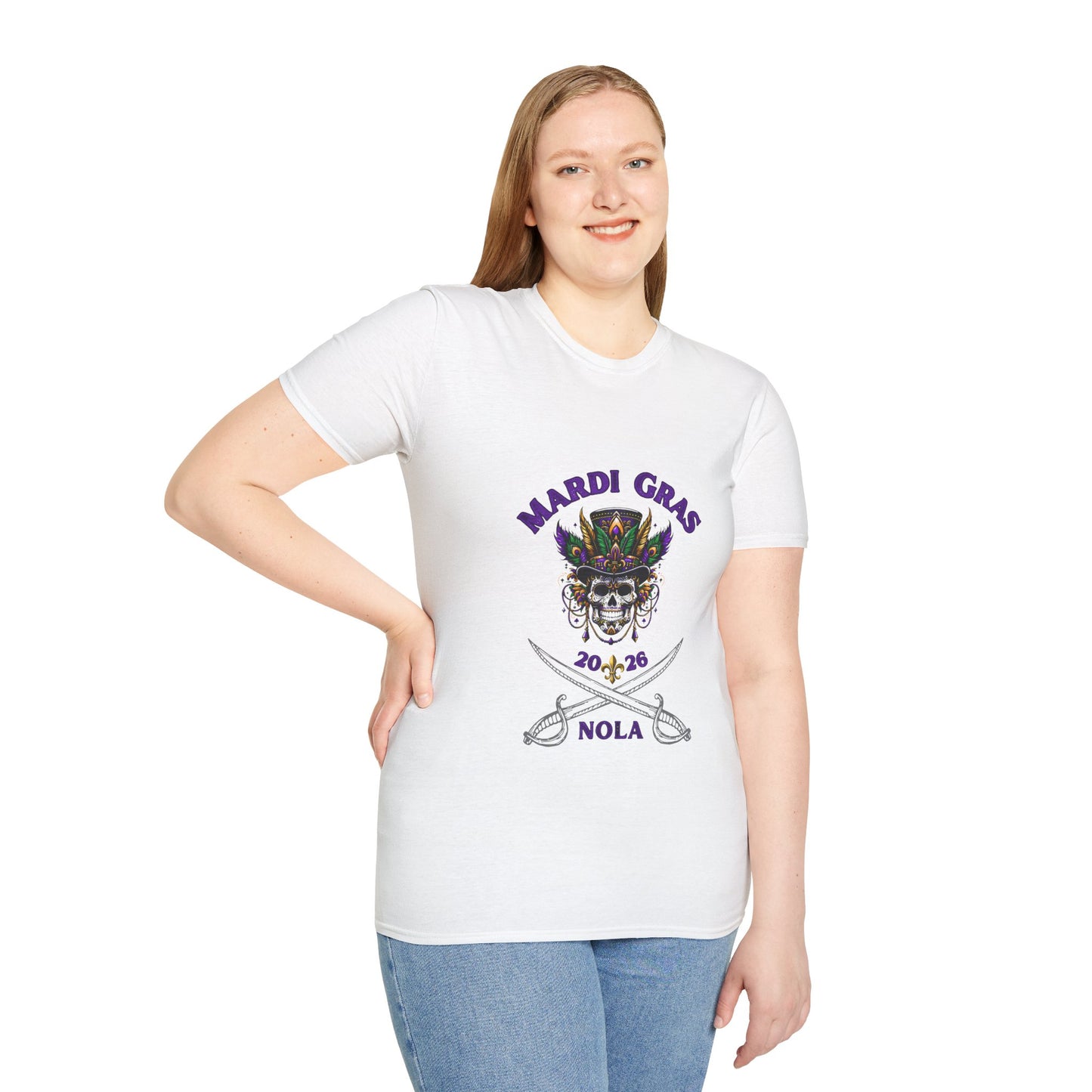 "Mardi Gras 2026 NOLA" Voodoo Pirate" Tee — This NOLA Carnival, Unisex Light Weight  Tee Is Great For The Warm Carnival Days & Nights!