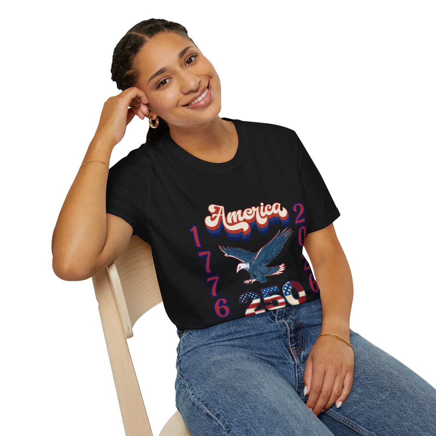 America 1776–2026 Patriotic T-Shirt — Soaring Eagle & Retro Script ,250th Anniversary Tee