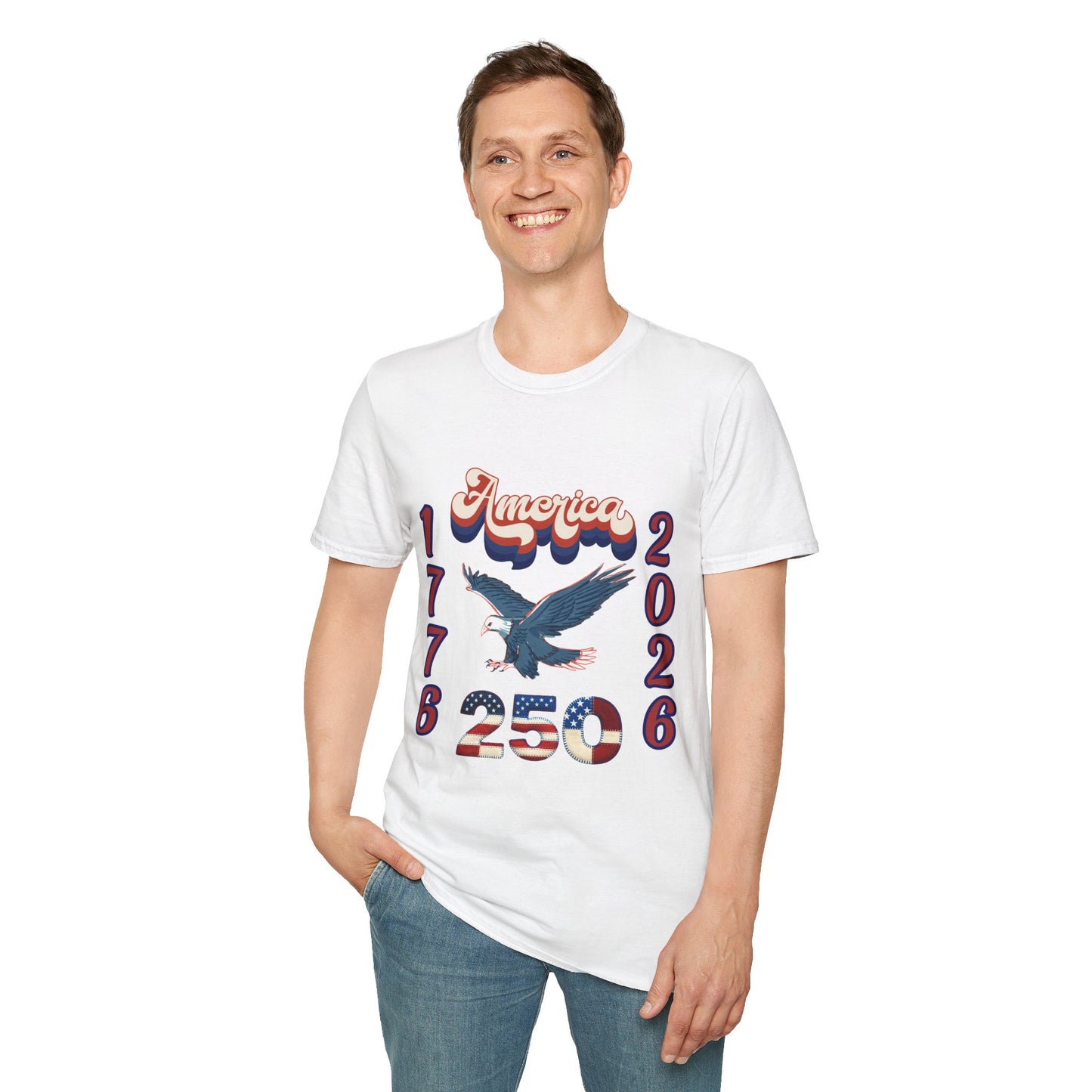 America 1776–2026 Patriotic T-Shirt — Soaring Eagle & Retro Script ,250th Anniversary Tee