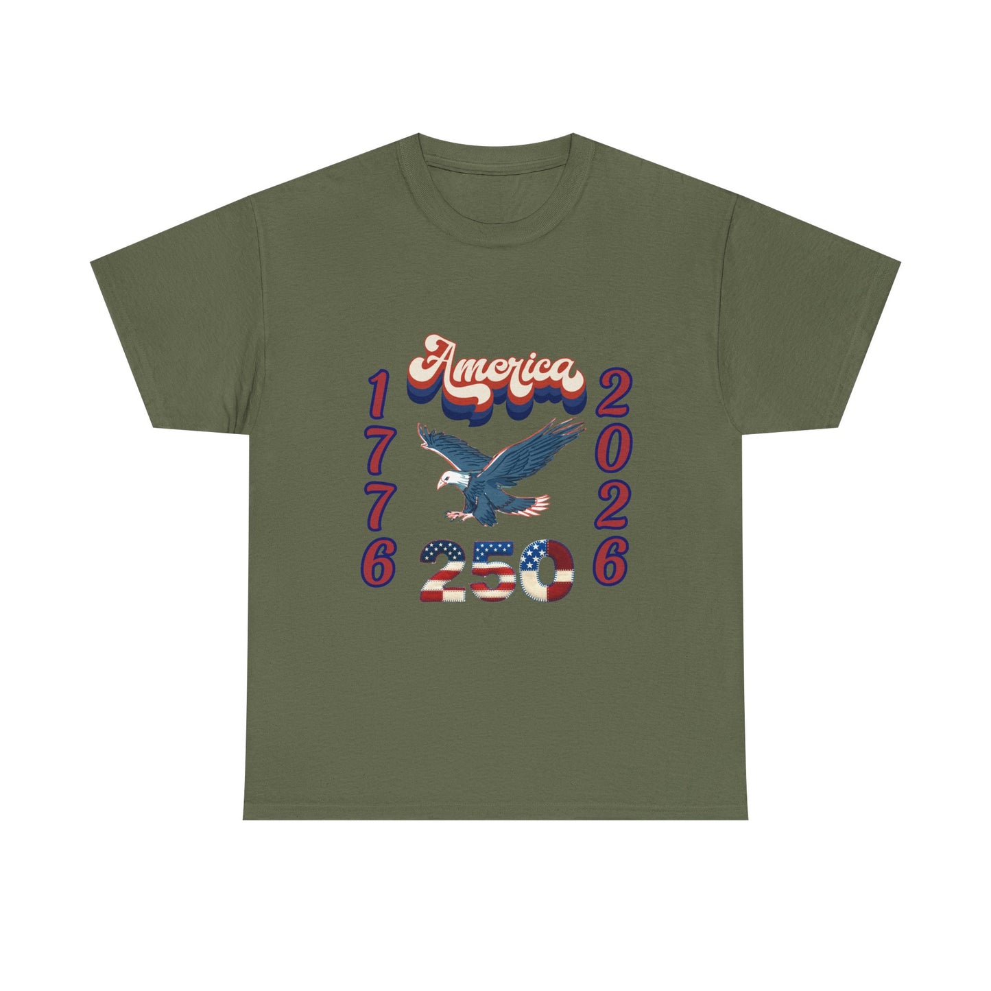 "America 1776-2026" Patriotic Eagle, Unisex Heavy Cotton T-Shirt — Our 250 YR. Celebration Tee!