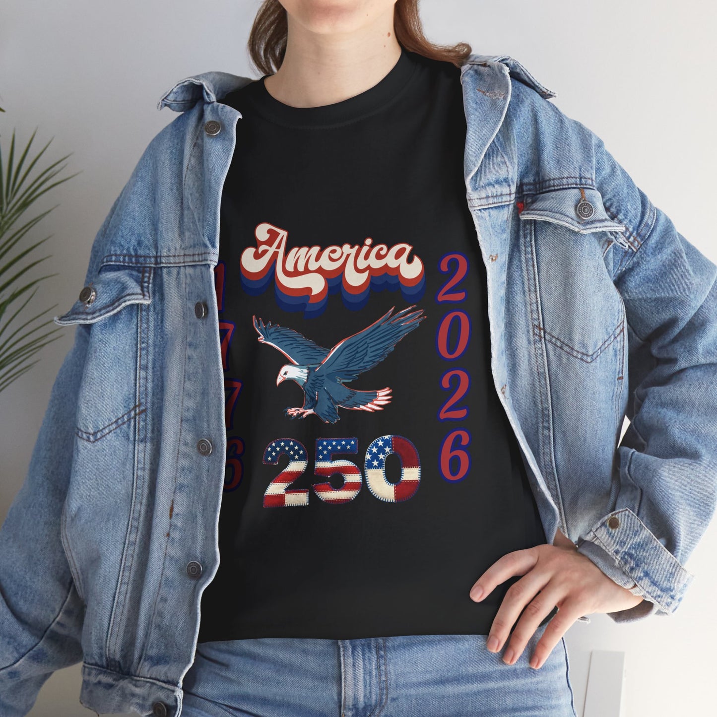 "America 1776-2026" Patriotic Eagle, Unisex Heavy Cotton T-Shirt — Our 250 YR. Celebration Tee!