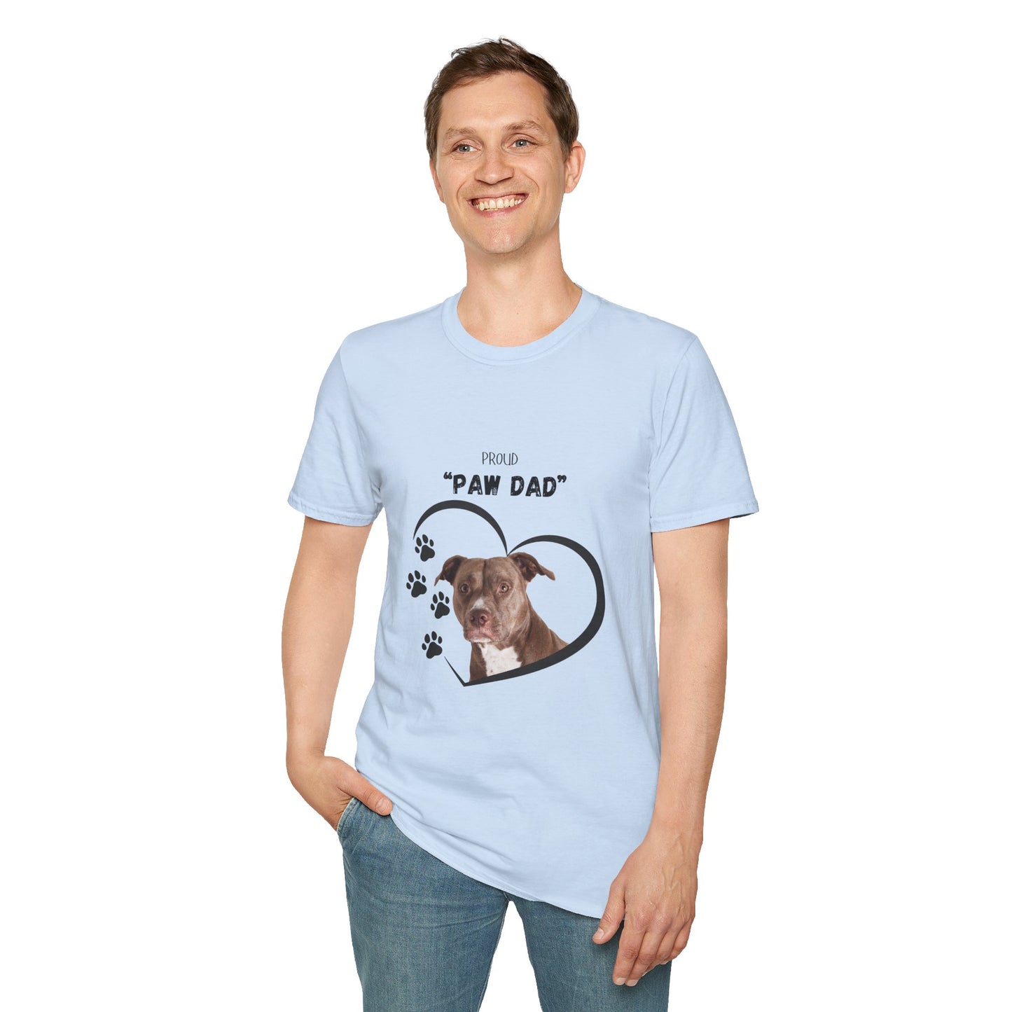 "PAW DAD" Pit Bull Personalized Heavy Cotton T-shirt