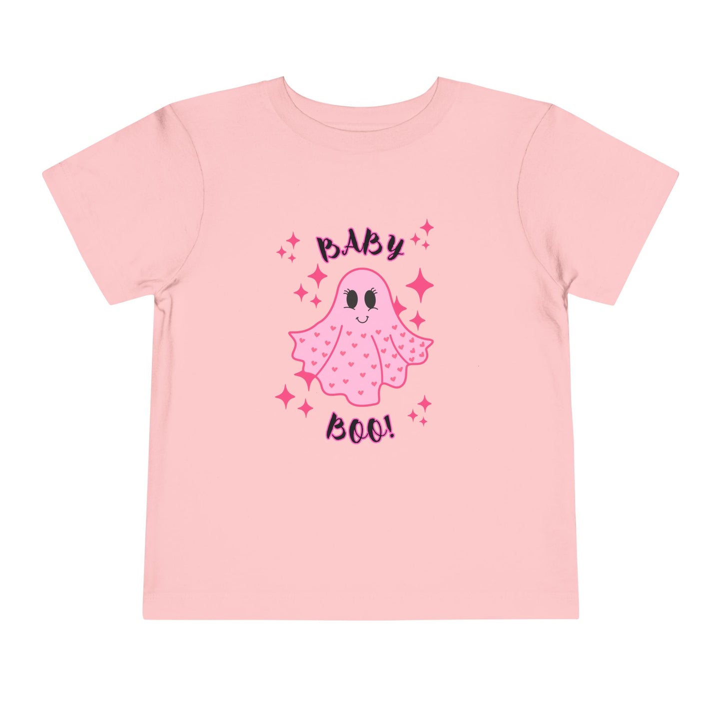 "Baby Boo-Starry Ghost"-Pink Toddler Ghost Tee - Adorable Baby Boo Shirt for Halloween!